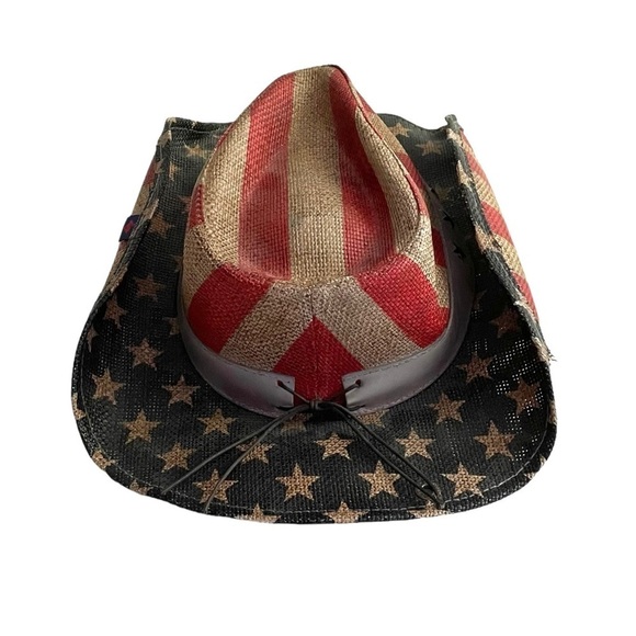 PETER GRIMM Ltd. Men's Justice American Flag Star Studded Straw Cowboy Hat - Picture 12 of 14
